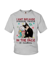 I knit because punching people is illegal Youth T-Shirt tile
