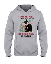 I knit because punching people is illegal Hooded Sweatshirt tile