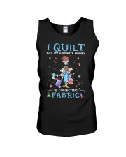 I quilt but my favorite is collecting fabric Unisex Tank tile