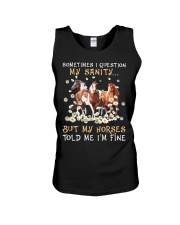 My horses told me my sanity is fine Unisex Tank tile