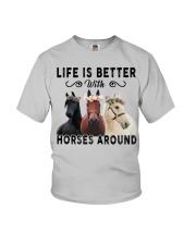 Life Is Better With Horses Around Youth T-Shirt tile