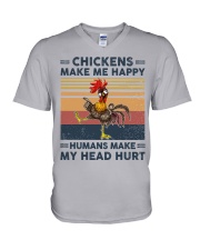 Chickens make me happy V-Neck T-Shirt tile