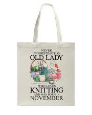 Knitting lady borned in November Tote Bag tile