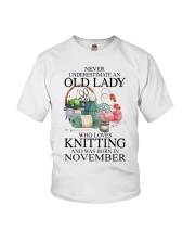 Knitting lady borned in November Youth T-Shirt tile