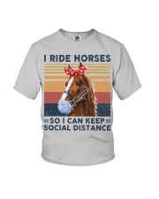 I ride horses so I can keep social distance Youth T-Shirt tile