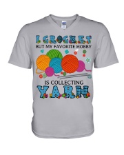 I crochet but my favorite hobby V-Neck T-Shirt tile