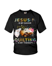 Quilting is my therapy Youth T-Shirt tile