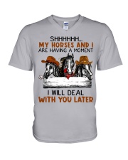 My horses and I are having a moment V-Neck T-Shirt tile