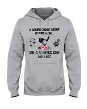 A woman survive on wine golf and dogs Hooded Sweatshirt tile