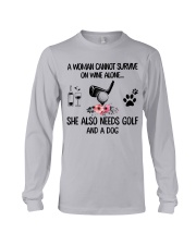 A woman survive on wine golf and dogs Long Sleeve Tee tile