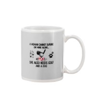 A woman survive on wine golf and dogs Mug tile