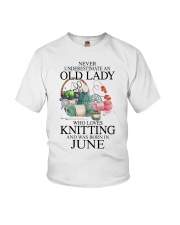 Knitting lady borned in June Youth T-Shirt tile