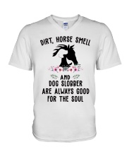 Dirt horse smell V-Neck T-Shirt tile