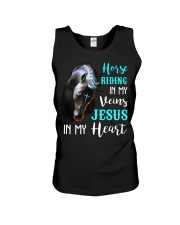 Horse riding in my veins Jesus in my heart Unisex Tank tile