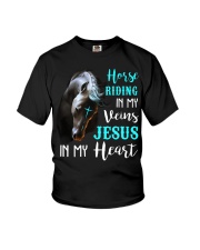 Horse riding in my veins Jesus in my heart Youth T-Shirt tile