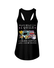 I quilt I drink coffee and I know things Ladies Flowy Tank tile