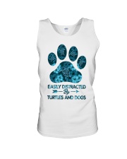 Easily distracted by turtles and dogs Unisex Tank tile