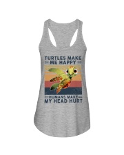Turtles make me happy Humans make my head hurt Ladies Flowy Tank tile