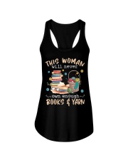 This woman will never owns enough books and yarn Ladies Flowy Tank tile