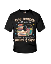 This woman will never owns enough books and yarn Youth T-Shirt tile