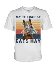 My therapist Eats hay Horse tote V-Neck T-Shirt tile