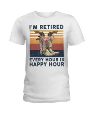 I'm retired Every hour is happy hour Horse lover Ladies T-Shirt tile