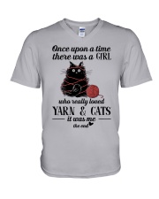 A Girl Who Really Loved Yarn and Cats V-Neck T-Shirt tile