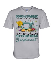 Dogs and fabric get my mind V-Neck T-Shirt tile