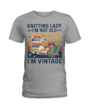 Knitting lady Ladies T-Shirt tile