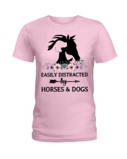 Easily distracted by horses Ladies T-Shirt tile