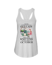 Knitting lady borned in October Ladies Flowy Tank tile