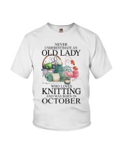 Knitting lady borned in October Youth T-Shirt tile
