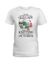 Knitting lady borned in October Ladies T-Shirt tile