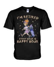 Golf I'm retired Every hour is happy hour V-Neck T-Shirt tile