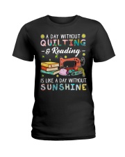 A day without quilting I'm bored Ladies T-Shirt tile