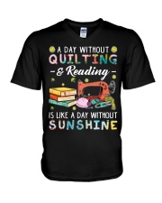 A day without quilting I'm bored V-Neck T-Shirt tile