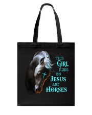 This girl runs on horse and Jesus Tote Bag tile