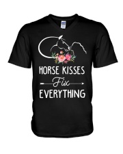 Horse kiss fix everything V-Neck T-Shirt tile