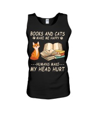 Books and cats make me happy Unisex Tank tile