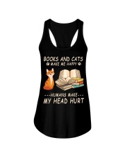 Books and cats make me happy Ladies Flowy Tank tile