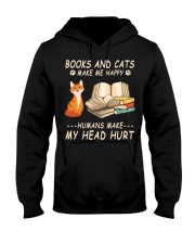 Books and cats make me happy Hooded Sweatshirt tile