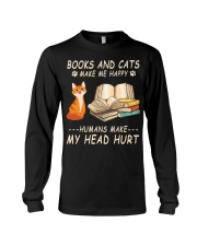 Books and cats make me happy Long Sleeve Tee tile