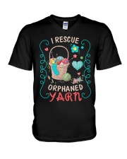 I rescue orphaned yarn V-Neck T-Shirt tile