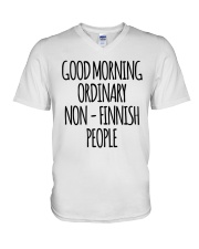 GOOD MORNING ORDINARY NON - FINNISH PEOPLE V-Neck T-Shirt tile