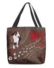 Bull-Terrier-dog-the-road-to-my-heart All-over Tote back