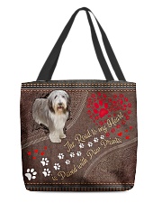 Beared-Collie-dog-the-road-to-my-heart All-over Tote front