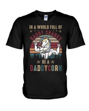 In A World Full Of Daddy Sharks Be A Daddycorn V-Neck T-Shirt tile