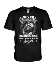 Never underestimate an asshole who born in August V-Neck T-Shirt tile