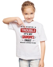 Trouble It's My Grandpas Fault - For Granddaughter Youth T-Shirt lifestyle-youth-tshirt-front-2