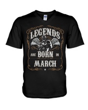 Legend are born in march V-Neck T-Shirt tile